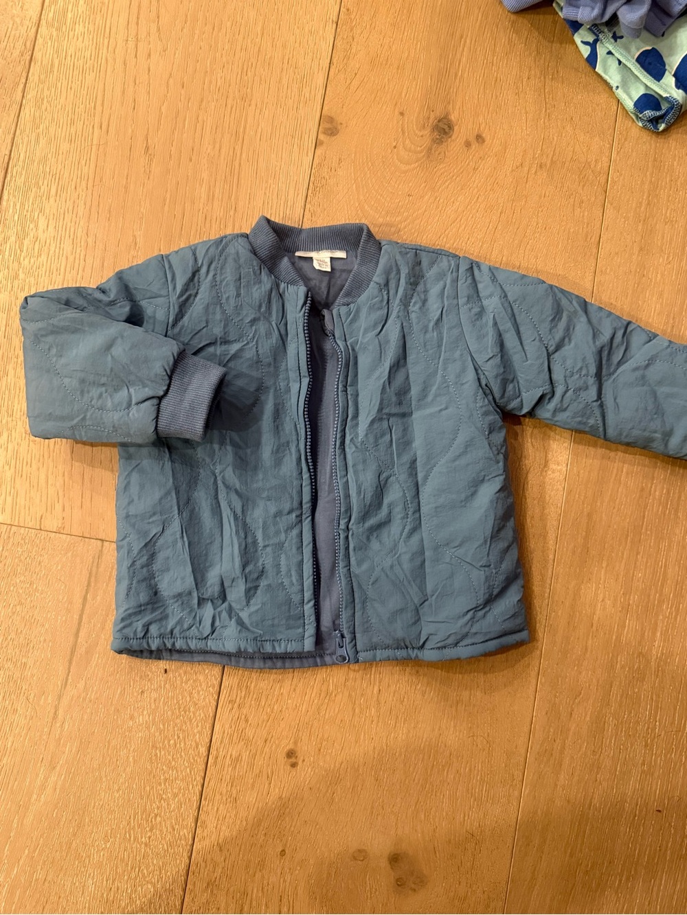 Miniclasix Kids Lightweight Quilted Puffer Jacket in Dusty Blue 12M